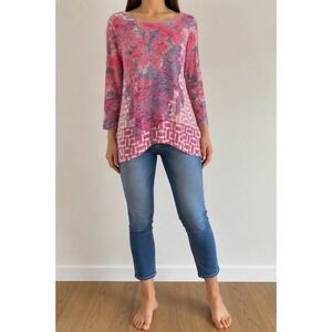 Boho Lightweight Thermal High Low Tunic Top Medium Pink Coastal Beach Vacation